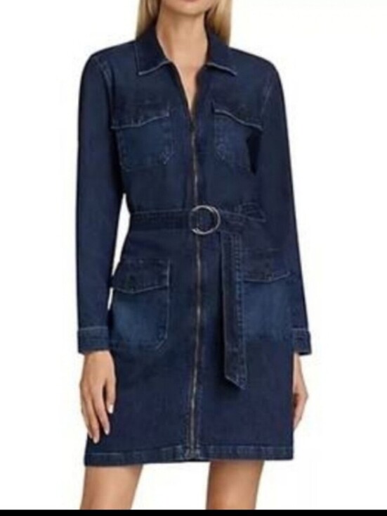 Rails Jackets & Blazers - Rails Jefferson Jean Denim Zip Up Mini Dress Long Sleeve Size Large Y2K